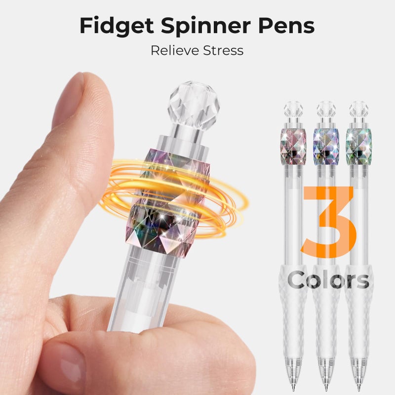 JIMMIDDA 8 Pcs Gel Pens - 0.7mm Fidget Rotating Black Ink Fine Point Smooth Writing - Soft Grip Quick-dry Gel Pens for Journaling, Cute School & Office Supplies for Women Men - Image 2